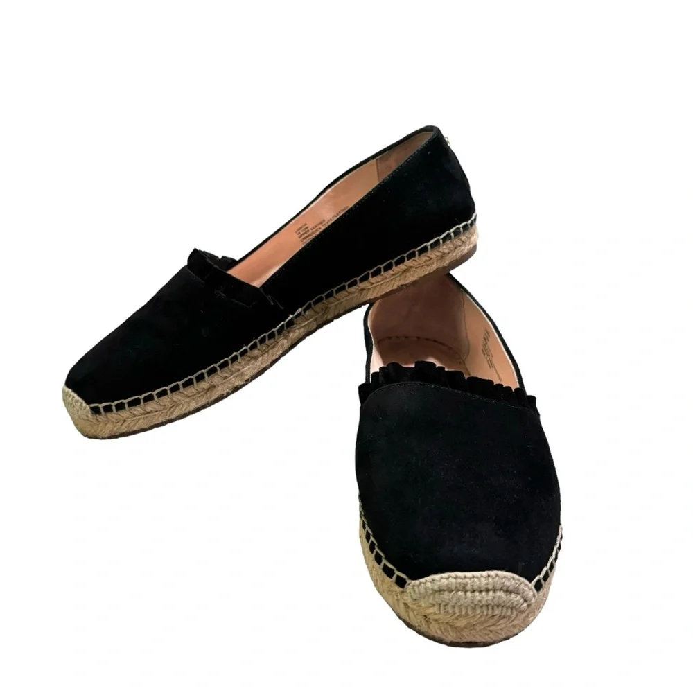 kate spade Black Suede Espadrille Flats